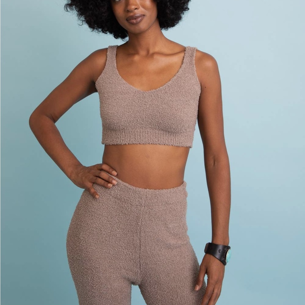 Mocha brown Boucle top and bottom set